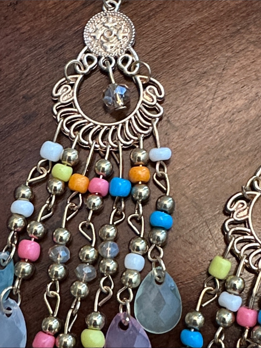 Fashion Jewelry Gold-Tone Multicolor Beaded Chandelier Earrings - Picture 5 of 6